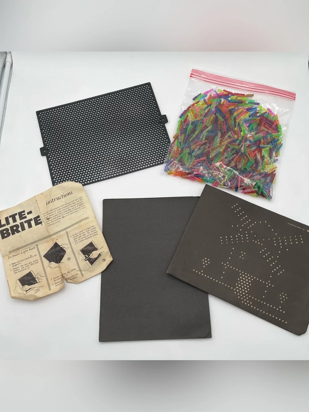 Vintage 1967 Lite Brite Hasbro Toy With Multi Color Pegs Box Of Patterns Works!